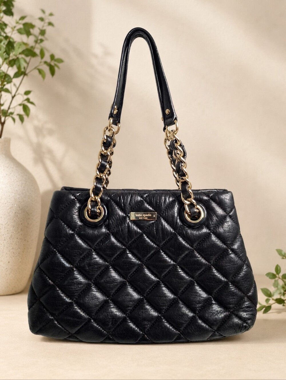 Kate Spade Gold Coast Small Maryanne Black Quilted Leather Shoulder Bag
